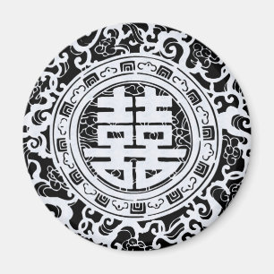 Imã Ímãs dobro chineses preto e branco da felicidade