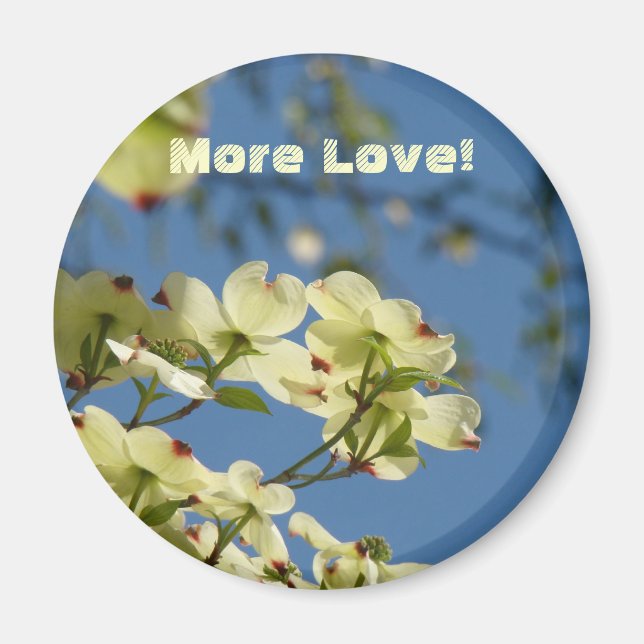 Imã Ímãs Mais Amor! Flores de Corniso Branco presentes (Frente)
