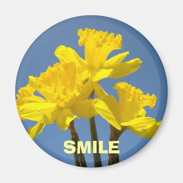 Imã Ímãs SMILE Amarelo Flores Narcisos Sorrisos (Frente)