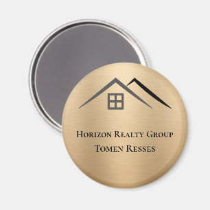 Imã Imobiliário Dourado Metálico Luxurioso