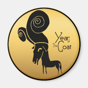 Imã Ímpar Gato Ram Dourado Chinês Ano Zodiodal Magnet