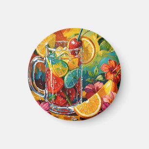 Imã Impasto de pintura a óleo de coquetel de verão tro