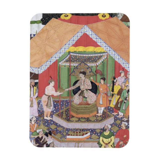 Ímã Imperador Akbar (r.1556-1605) entretido pelos seus (Vertical)