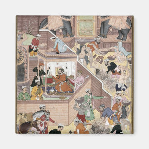 Imã Imperador Akbar (r.1556-1605) que inspeciona o