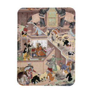 Ímã Imperador Akbar (r.1556-1605) que inspeciona o
