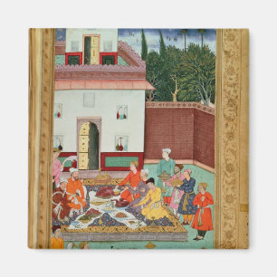 Imã Imperador de Mughal que deleita-se em um pátio
