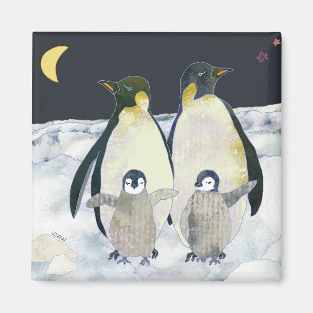 Imã Imperador Pinguins de inverno (Frente)