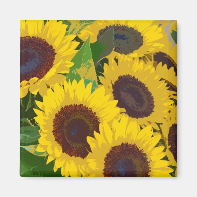 Imã Impressão amarelo dos girassóis do verão (Frente)