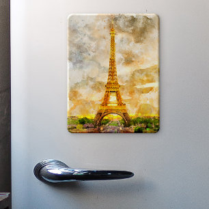 Imã Impressão artística de pintura em aquarela do pôr