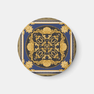 Imã Impressão Bandana: Azul Negro Dourado.