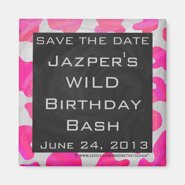 Imã Impressão branco e rosa quente da vaca monográfica (Frente)