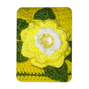 Ímã Impressão brilhante do Crochet das folhas do verd