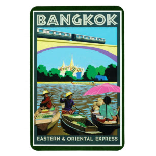 Ímã Impressão das viagens vintage de Banguecoque,