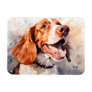 Ímã Impressão de Arte de Cachorro em Aquarela Feliz