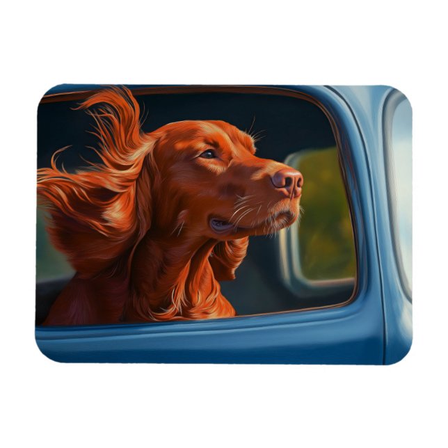 Ímã Impressão de Arte de Cachorro Vermelho Aproveitand (Horizontal)
