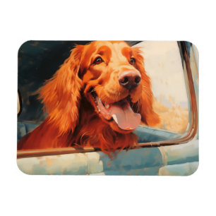 Ímã Impressão de Arte de Cachorro Vermelho na Janela d