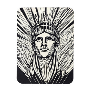 Ímã Impressão de Arte de Linha Moderna da Estátua da L