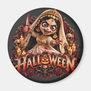 Imã Impressão de Arte de Terror Halloween Noiva Zumbi