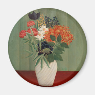 Imã Impressão de Arte Floral Verde Oliva Vintage de He