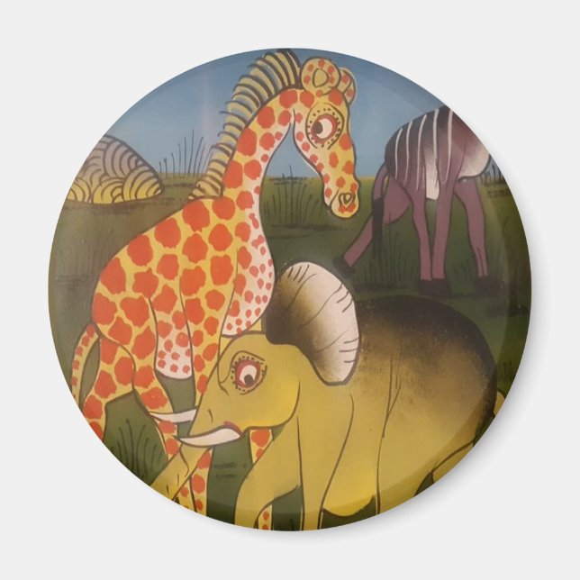 Imã Impressão de Arte Tripartida Africana (Frente)