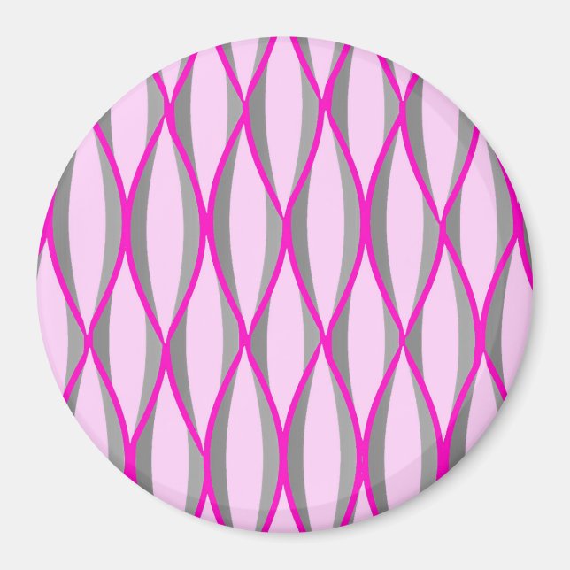 Imã Impressão de fita de meados do século - rosa e cin (Frente)
