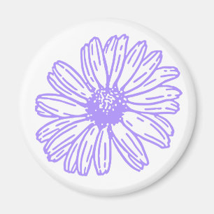 Imã Impressão de Flor de Daisy Purple Pastel, Hippie F