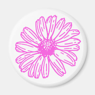 Imã Impressão de Flor de Margarida Ultra-Rosa, Hippie 