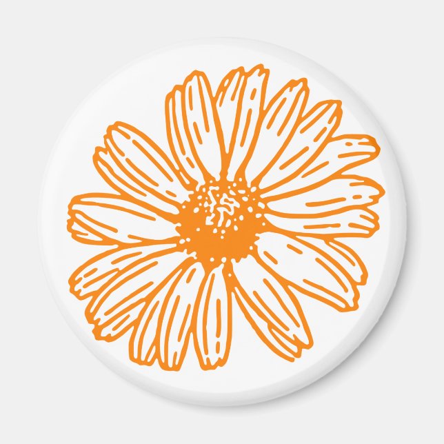 Imã Impressão de Flor Laranja Daisy, Padrão Floral Vin (Frente)