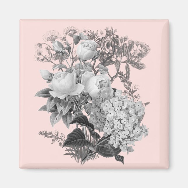 Imã Impressão de Flor Vintage (Frente)