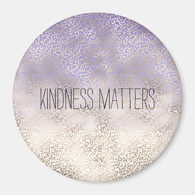 Imã Impressão de Leopardo Dourado Roxo (Frente)