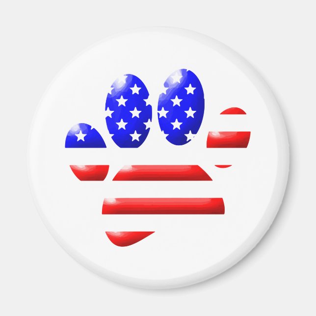 Imã Impressão de Pata de Cachorro com Bandeira dos EUA (Frente)