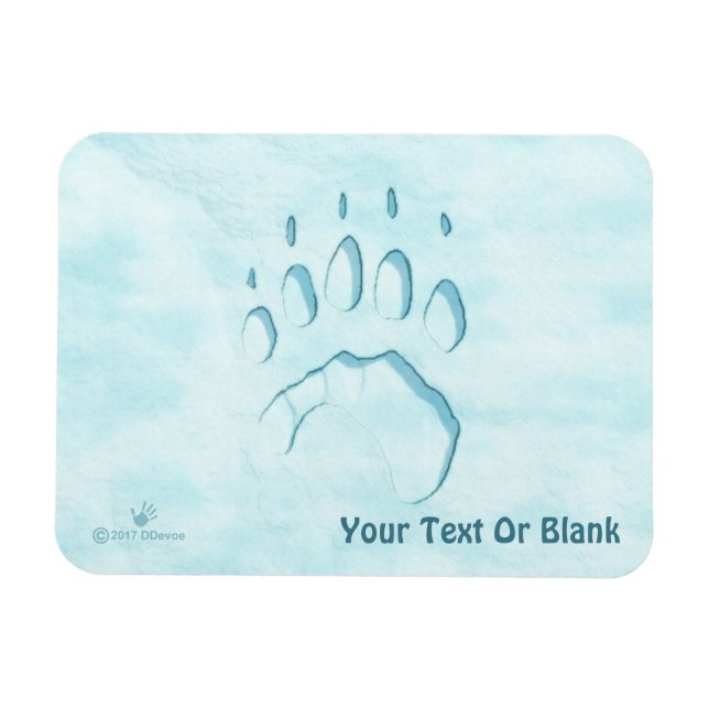 Ímã Impressão de Pata de Urso Polar (Horizontal)