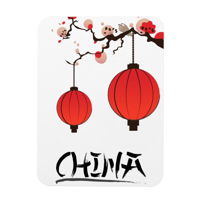 Ímã Impressão de pôster de viagem Lanternas da China. (Vertical)