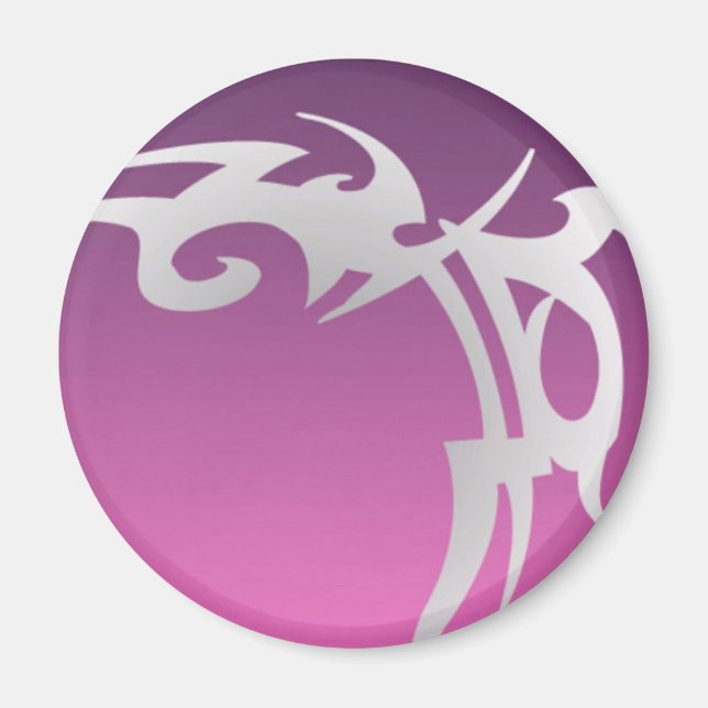 Imã Impressão de tatuagem branca no gradiente roxo (Frente)