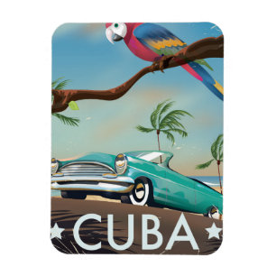 Ímã Impressão de viagem retrô vintage de Cuba