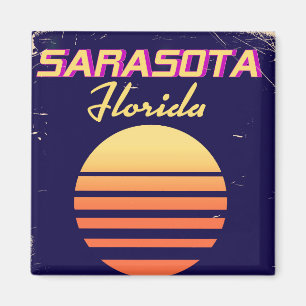 Imã Impressão de viagem vintage de Sarasota Flórida an
