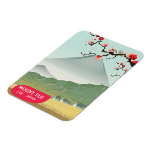 Ímã impressão de viagens vintage do mount fiji Japan