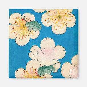 Imã Impressão de Woodblock da cor das flores do