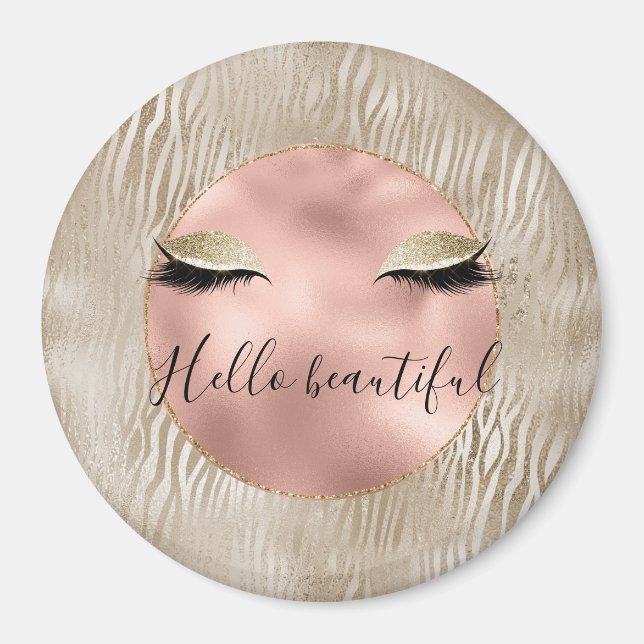 Imã Impressão de Zebra com Glam Glitzy Dourado (Frente)