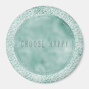 Imã Impressão do Leopardo Branco Girly Mint