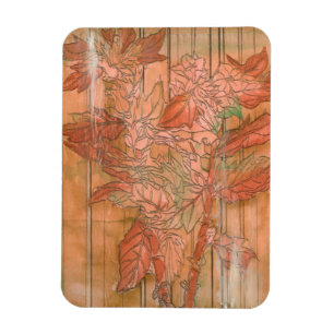 Ímã Impressão Floral Laranja Moderno em Fundo Retirad