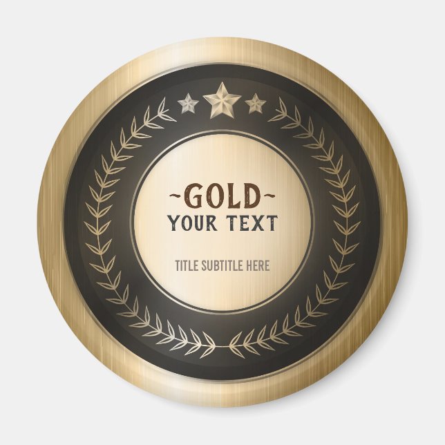 Imã IMPRESSÃO PERSONALIZADO MEDAL Dourado #1 Campeão E (Frente)