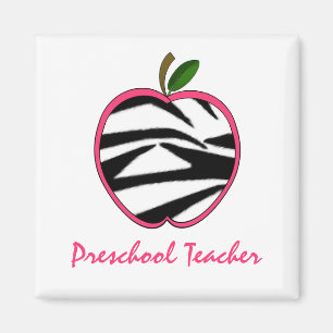 Imã Impressão pré-escolar Apple da zebra do professo