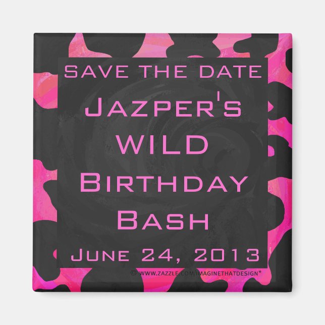 Imã Impressão preto-rosa-quente da vaca monográfica (Frente)