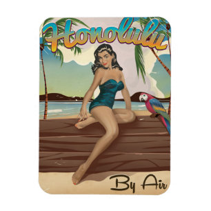 Ímã Impressão retro do viagem do vintage de Honolulu