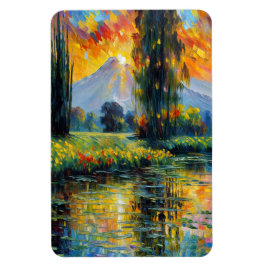 Ímã Impressionismo da paisagem vibrante com reflexo so