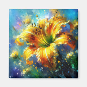 Imã Impressionista Floral Daylily Amarelo