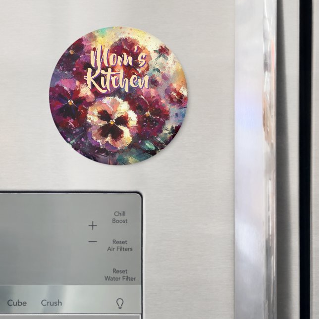 Imã Impressionistic Maroon Pansies Floral Personalized (In Situ (Fridge))
