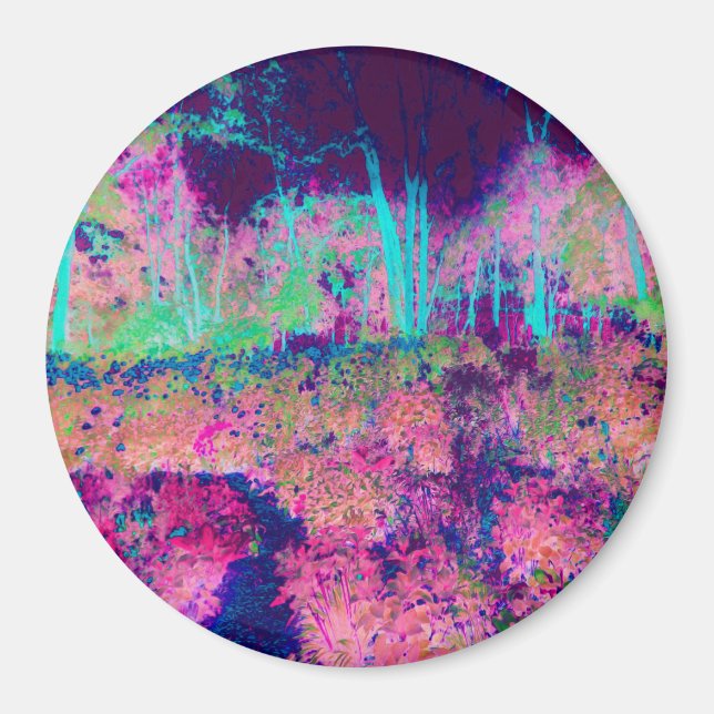 Imã Impressionistic Purple and Hot Pink Landscape (Frente)