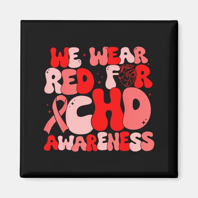 Imã In February We Wear Red Chd Awareness Heart Diseas (Frente)